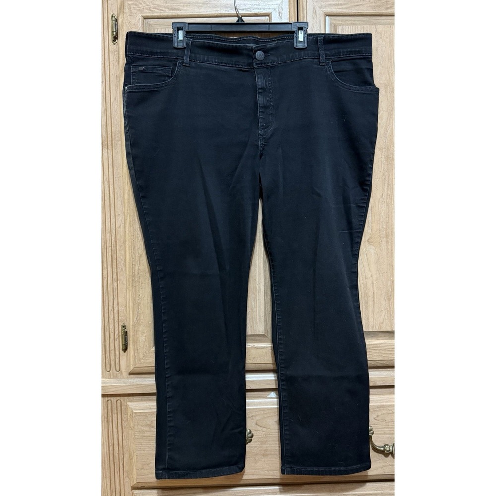 Lee Flex Motion Pants Womens 22W Petite Black Straight Leg Mid Rise Stretch Plus